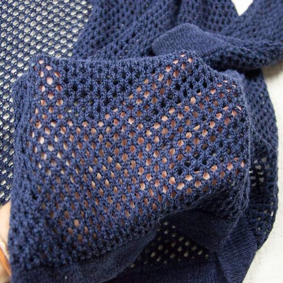 Knit by Hampshire Studio Womens Beach Fisherman Knit Open Front Cardigan Navy| M - Picture 10 of 12